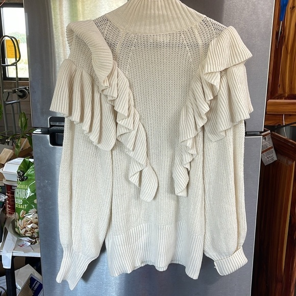 NWT Prologue Womens Sweater Cottage Core Creamy Ivory Ruffly women’s Sz XXL - Picture 7 of 9